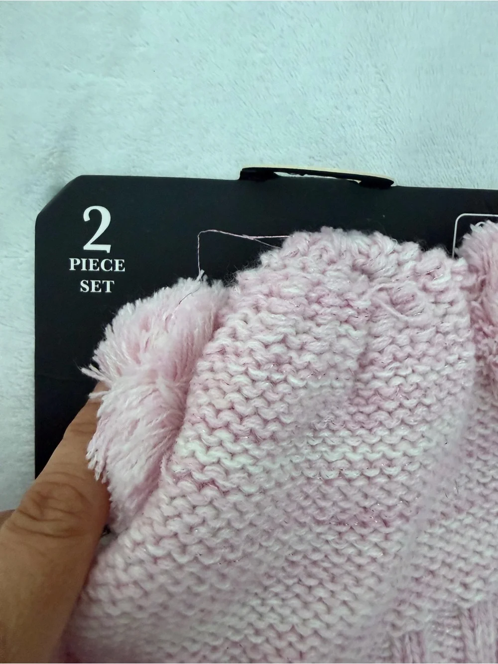 Baby Phat Pink Knit Pom-Pom Booties and Hat Set Size 0-6M